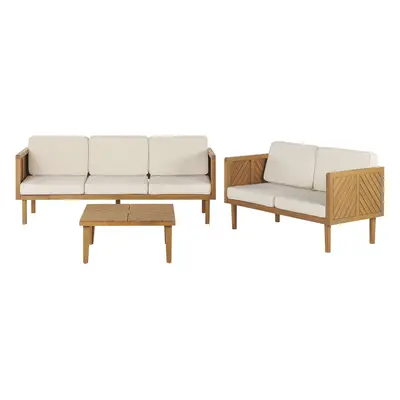 Sofa Set with Table BARATTI Acacia Wood Light Wood