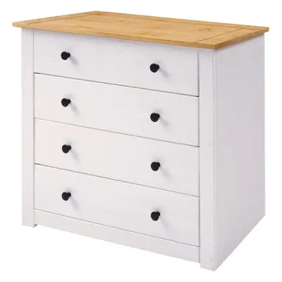 Panama Drawer Chest in White and Natural Wax Finish