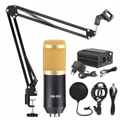 (White) Microphone Kit Condenser Sound Recording Microphone With Phantom Power For Radio Braodca