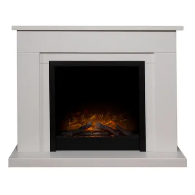 Adam Brixton White Marble Fireplace with Ontario Black Electric Fire, Inch