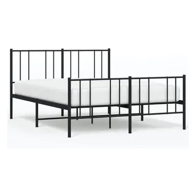 (black, x cm/with headboard & footboard) vidaXL Metal Bed Frame with Headboard Bed Base Mattress