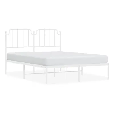 (white, x cm/with headboard) vidaXL Metal Bed Frame Home Bedroom Bed Base Mattress Foundation Be