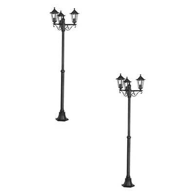 2 PACK IP44 Outdoor Bollard Light Black Cast Aluminium Arm 60W E27 Post