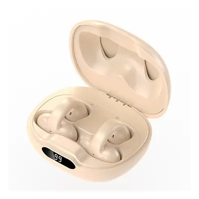 (Beige) Bone Conduction Same as Ambie In-Ear Wireless Bluetooth Headset Binaural Sports Anti-Dro