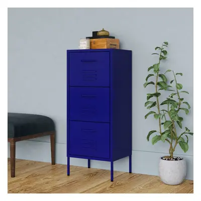 vidaXL Storage Cabinet Navy Blue Steel Home Furniture Sideboard Side Cabinet