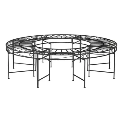 vidaXL Round Tree Bench ??160 cm Black Steel Patio Circular Garden Tree Seat