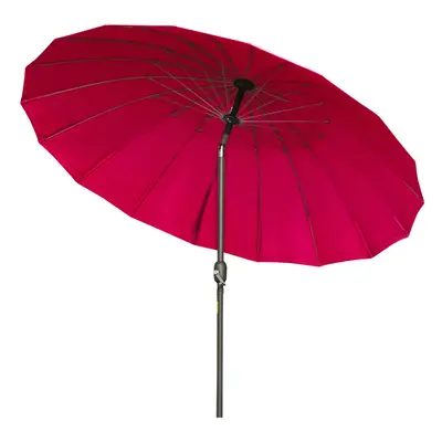 Outsunny 2.5m Round Curved Adjustable Parasol Sun Umbrella Metal Pole Red