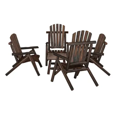 (dark brown, 2x chair + 2x bench + table) vidaXL Garden Lounge Set Wooden Outdoor Table and Chai