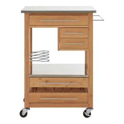 Premier Housewares Bamboo Four Drawer Kitchen Trolley