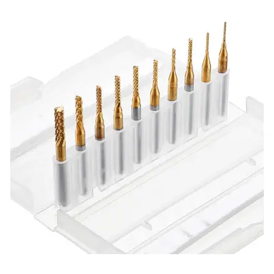 10pcs 0.8-3mm Titanium Coated with 1.6mm Blue Nano Engraving Milling Cutter Carbide Bits