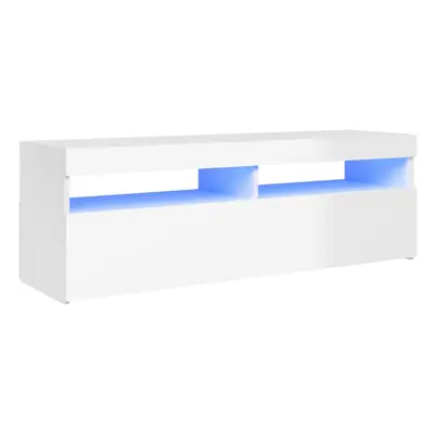 vidaXL TV Cabinet with LED Lights High Gloss White Hifi Stand Stereo Cabinet