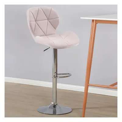 (Velvet Pink) Charles Jacobs Diamond Style Adjustable Breakfast Bar Stool with Footrest