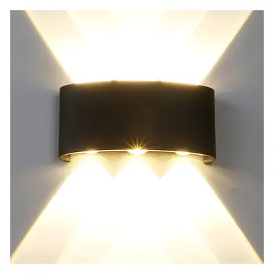 (Black, 8W) Waterproof 2-8W LED Wall Light Up Down Lighting Sconce Lamp Indoor Outdoor IP65