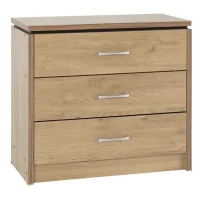 Charles Drawer Chest Oak Effect Veneer with Walnut Trim