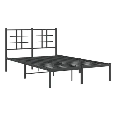 (black, x cm/with headboard) vidaXL Metal Bed Frame with Headboard Home Bed Base Bedstead Black 