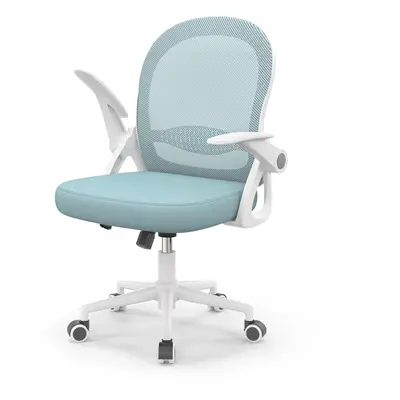 (Blue) Mid-Back Mesh Chair with Flip-up Armrests