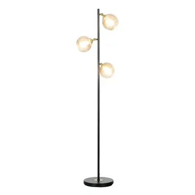 HOMCOM Modern Floor Lamp with Glass Global Shade, Light, for Living Room