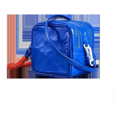 (Blue) Leather Phone Bag Double Layer Waterproof Wallet Handbag Wash Bag Shoulder Bag Camping Tr