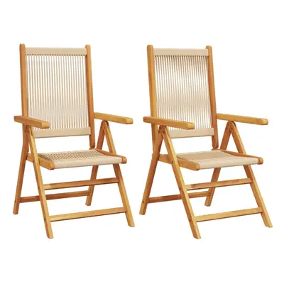 (beige, pcs) vidaXL Reclining Garden Chairs Outdoor Chairs Patio Armchair Solid Wood Acacia