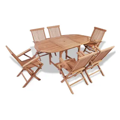 vidaXL Solid Teak B-ware Piece Outdoor Dining Set Table and Folding Chair