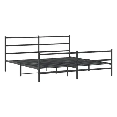 vidaXL Metal Bed Frame with Headboard and Footboard Bed BaseÃÂ Black 183x213 cm