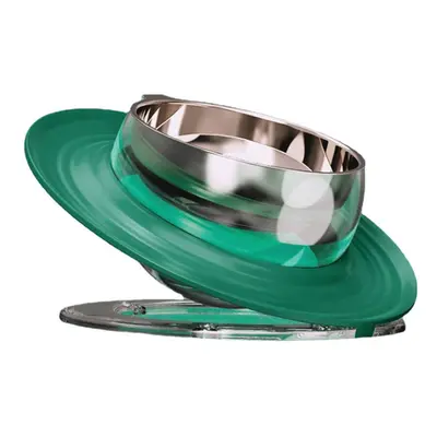 (Green) Cat Feeder Bowl Dry Wet Separation Rotating Design Foodgrade Material Anti-slip Design R