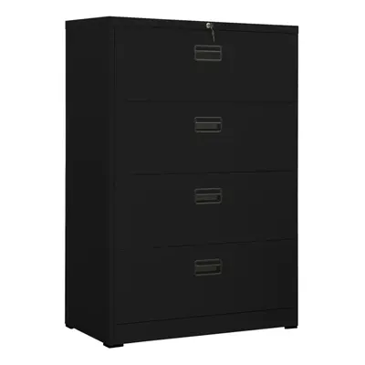 vidaXL Filing Cabinet Black Steel Office File Storage Drawer Cabinet Lockable