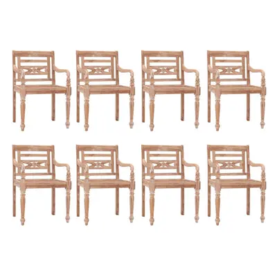 (8 pcs) vidaXL Batavia Chairs with Cushions Outdoor Chair Garden Seat Solid Teak Wood