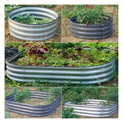 (120cm x 61cm x 30cm, Square Galvanised Steel) Garden Outdoor Raised Planter Pot Steel Trough