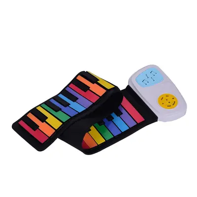 49 Keys Rainbow Roll-Up Piano Electronic Keyboard Colorful Silicon Built-in Speaker Musical Educ