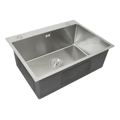 Kitchen Sink Stainless Steel Square Brushed Handmade Commercial Single Bowl