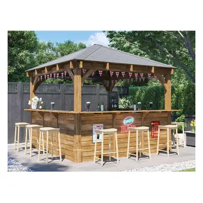 Dunster House Garden Bar 3m x 3m Wooden Outdoor Pub Shed Leviathan (C Shape)