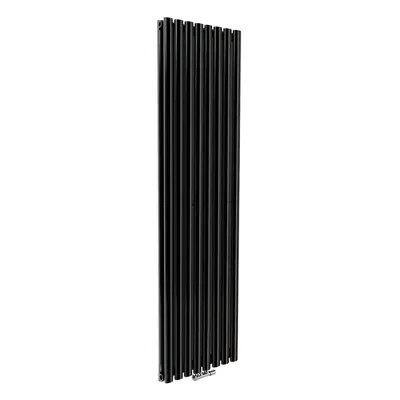 Nes Home x mm Vertical Designer Radiator Black Double Oval Tube