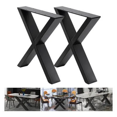 Set of Black X Shaped Metal Furniture Legs Table Legs for DIY Table Bench Cabinet Chair 50 cm x 