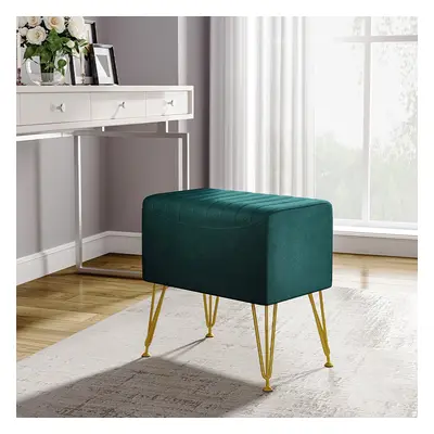 Soft Channel Velvet Stool with Gold Legs