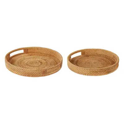 Set of Rattan Decorative Trays Light ADELSO