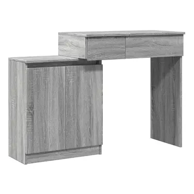 (grey sonoma) vidaXL Dressing Table with LED Bedroom Cosmetic Table Vanity Desk Makeup Table