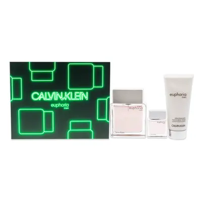 Calvin Klein Euphoria Men Gift Set 100ml EDT Spray + Aftershave Balm 100ml + Eau de Toilette 15m