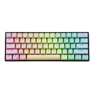 (Pink) Keys Rainbow Color Keycap Set OEM Profile PBT Sublimation Transparent Keycaps for Mechani