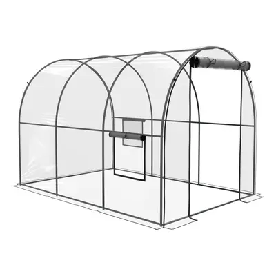 Outsunny x x 2m Polytunnel Greenhouse with Door, Windows, Steel Frame