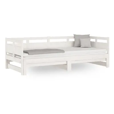 (white, x cm) vidaXL Solid Wood Pine Pull-out Day Bed Wooden Sofa Bed Multi Colours/Sizes