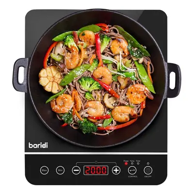 Baridi Portable Induction Hob: Single Zone, 2000W, Power Settings, Timer Function, Black - DH145