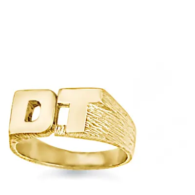 (R) Jewelco London Unisex Solid 9ct Yellow Gold Personalised Identity Barked Initial Ring