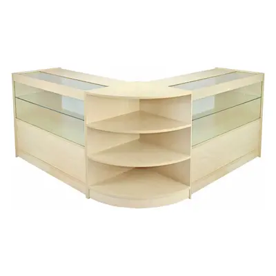 Retail Counter Maple Shop Display Storage Cabinets Glass Shelves Showcase Orion