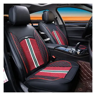 (Red) 1PC Deluxe PU Leather Auto Car Seat Cover Full Front Cushion Universal