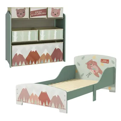 ZONEKIZ Cute Animal Design Kids Bedroom Furniture Set for Ages Years, Green