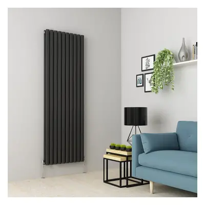 (1800 x 591mm Double, Anthracite) Oval Tube Designer Radiator