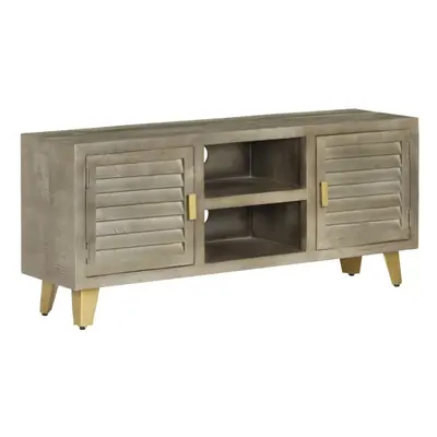 vidaXL Solid Mango Wood TV Cabinet Grey with Brass 110x30x48cm Stand Unit