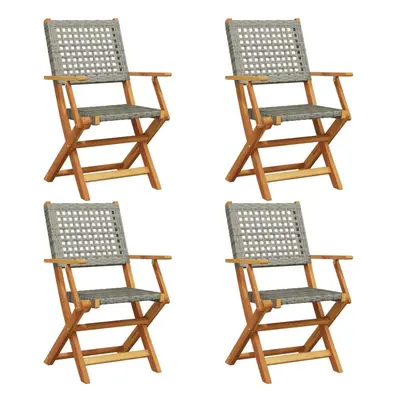 (grey, pcs) vidaXL Garden Chairs Outdoor Dining Chair Solid Wood Acacia and Poly Rattan