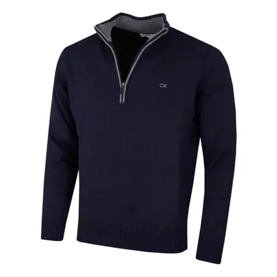 (XXXXXL, Navy) Calvin Klein Mens Knit Cotton 1/2 Zip Golf CK Top Sweater